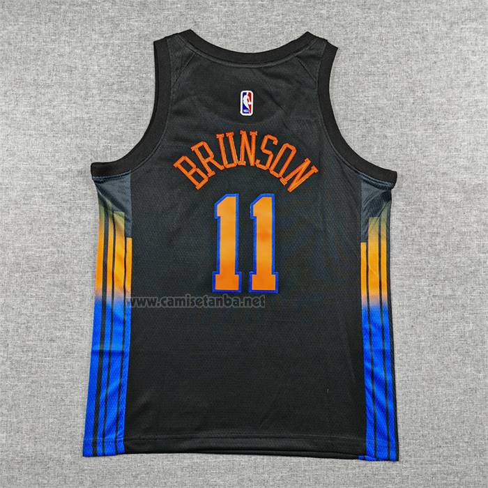 Camiseta Nino New York Knicks Jalen Brunson NO 11 Statement 2025-26 Negro
